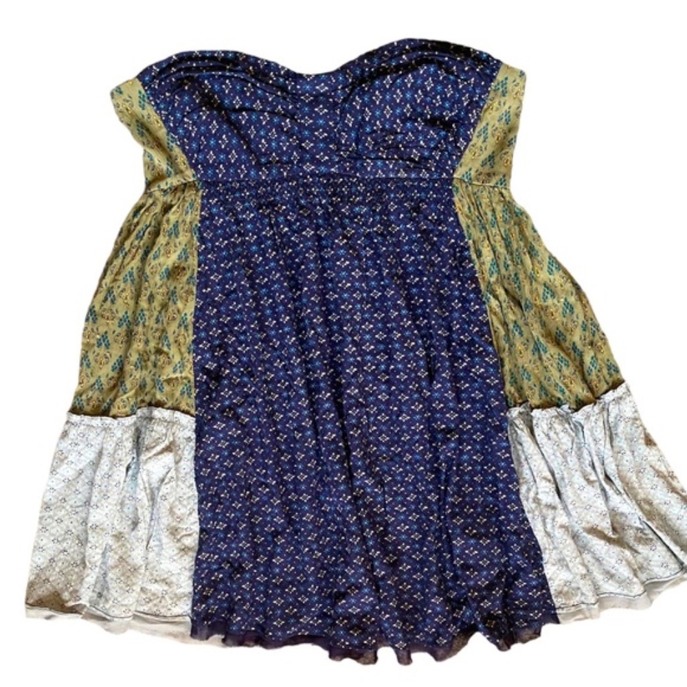Free People Boho Strapless Patchwork Dress Large